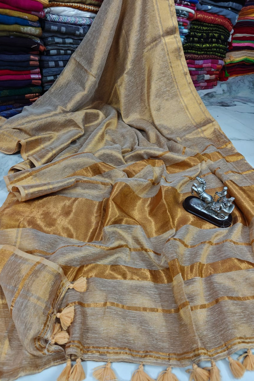 A Traveler's Tune Tissue Linen Saree