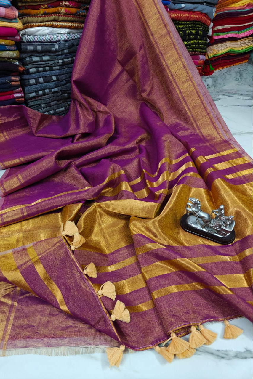 A Traveler's Tune Tissue Linen Saree