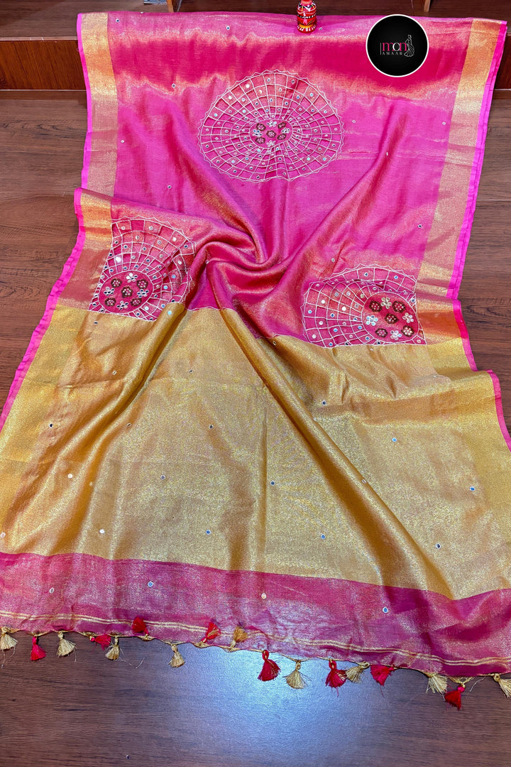 Aura of Aesthetics -Pure Handwoven Tissue Linen Saree