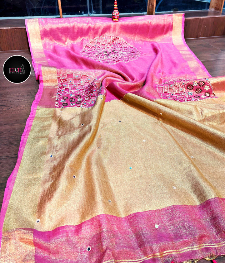 Aura of Aesthetics -Pure Handwoven Tissue Linen Saree