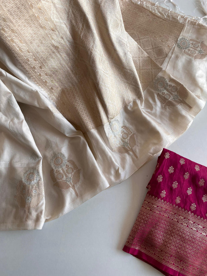 Crazy For You Satin White Dola Silk Saree