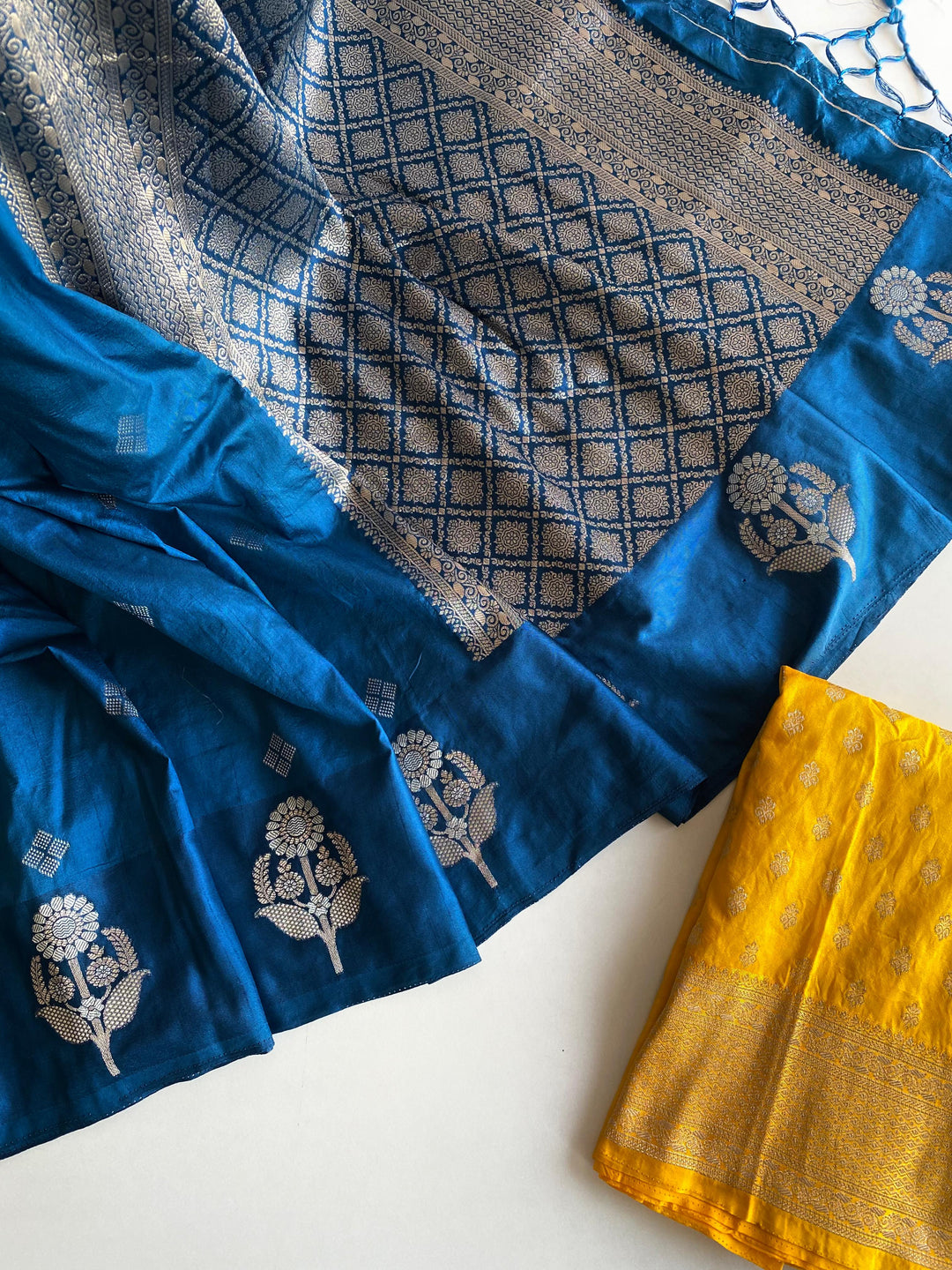 Crazy For You Satin Blue Dola Silk Saree