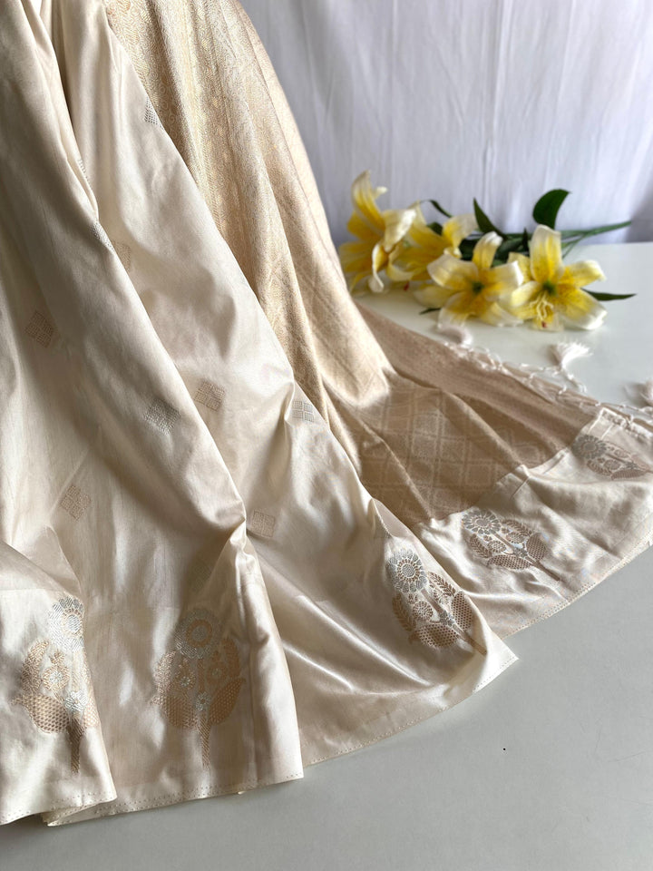 Crazy For You Satin White Dola Silk Saree