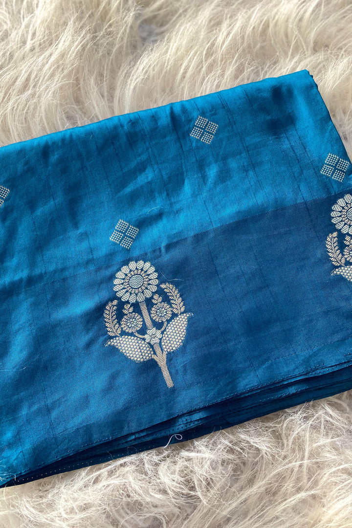Crazy For You Satin Blue Dola Silk Saree