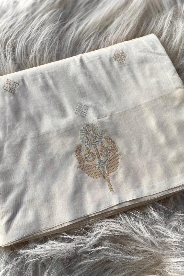 Crazy For You Satin White Dola Silk Saree