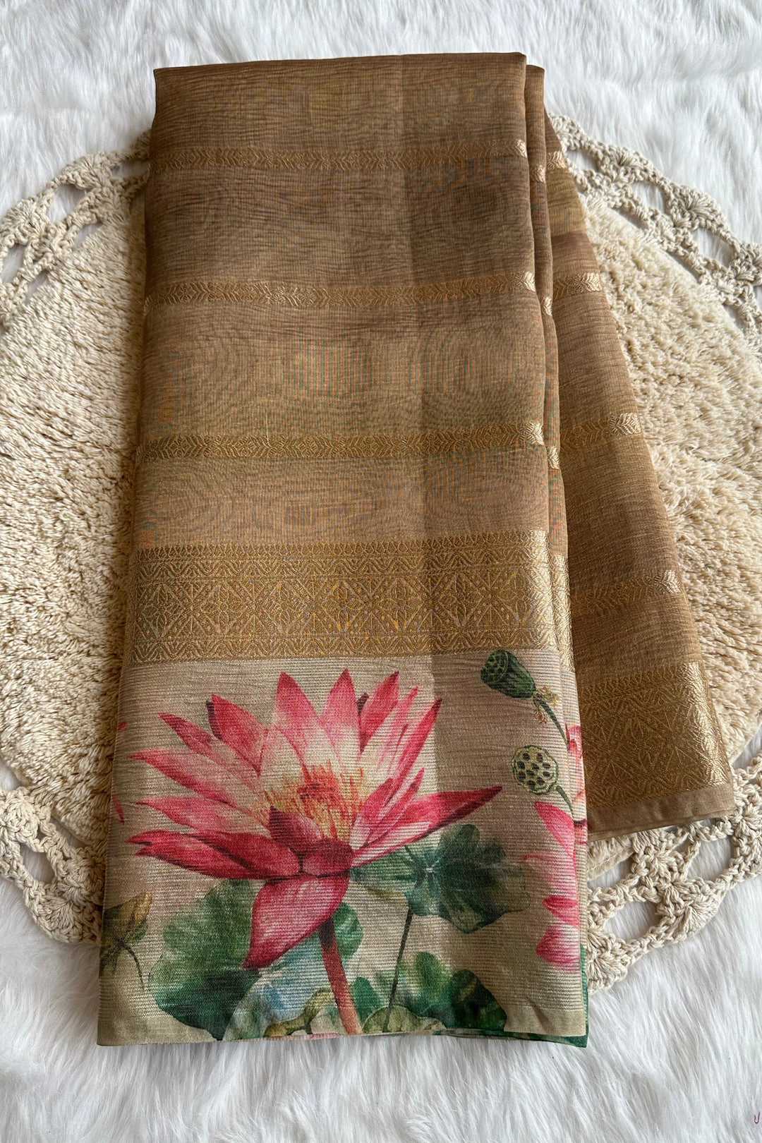 Lake Of Lotus Crush Tissue Silk Saree
