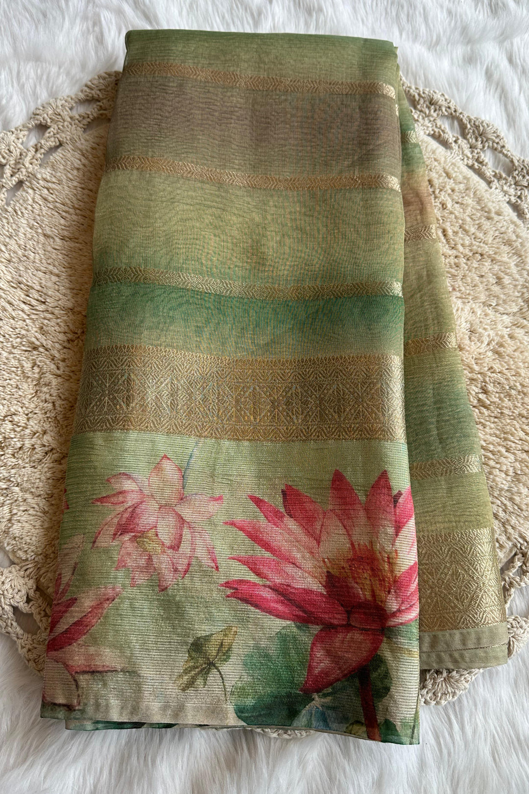 Lake Of Lotus Crush Tissue Silk Saree