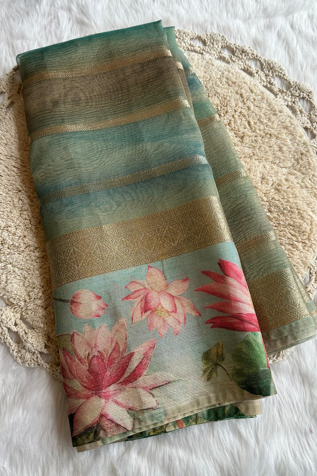Lake Of Lotus Crush Tissue Silk Saree