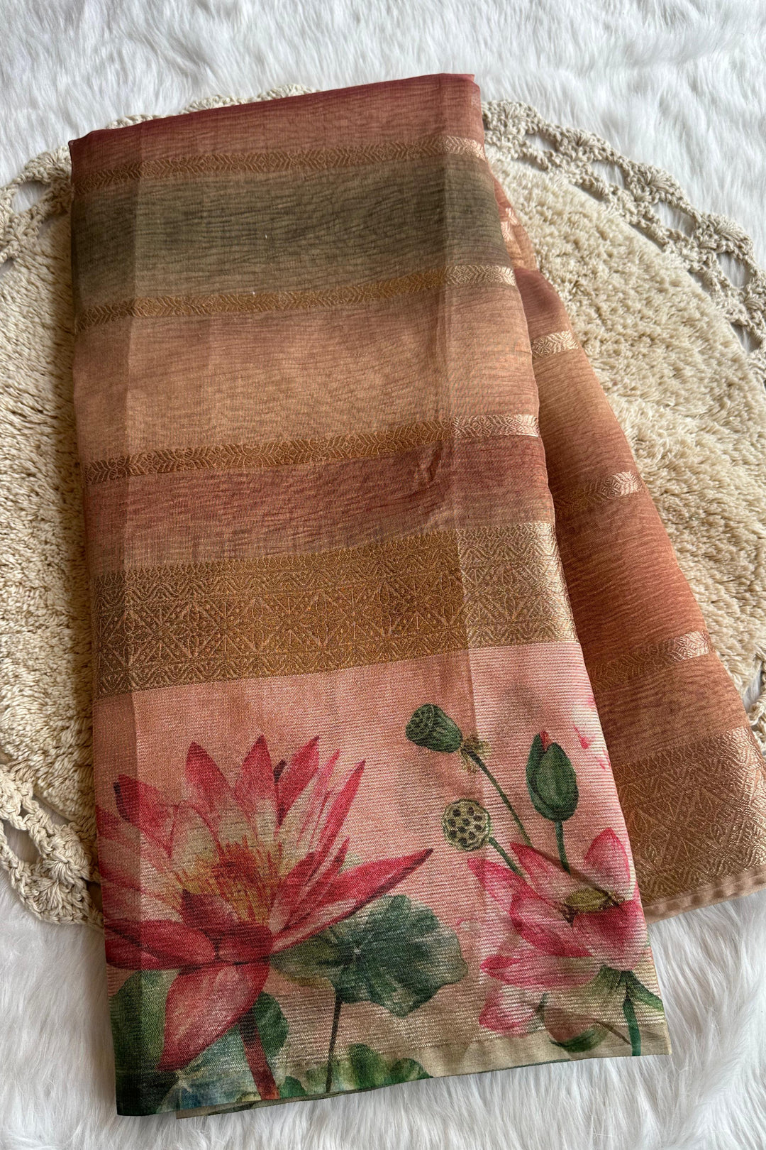 Lake Of Lotus Crush Tissue Silk Saree