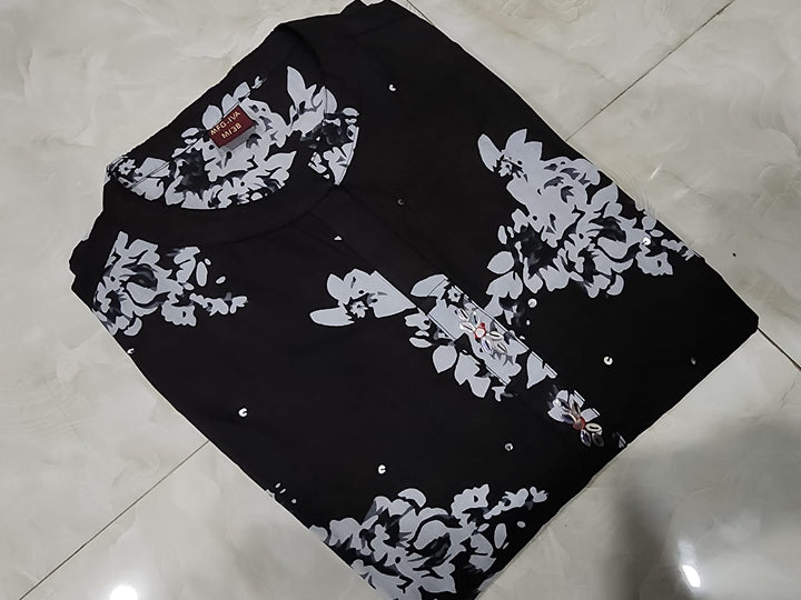 Black Flower Cotton Dress
