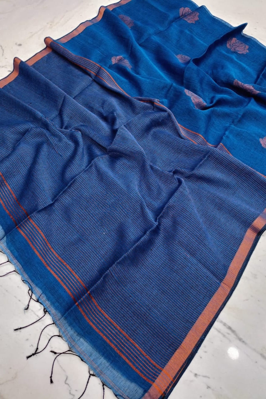 Rose Linen Jamdani Saree
