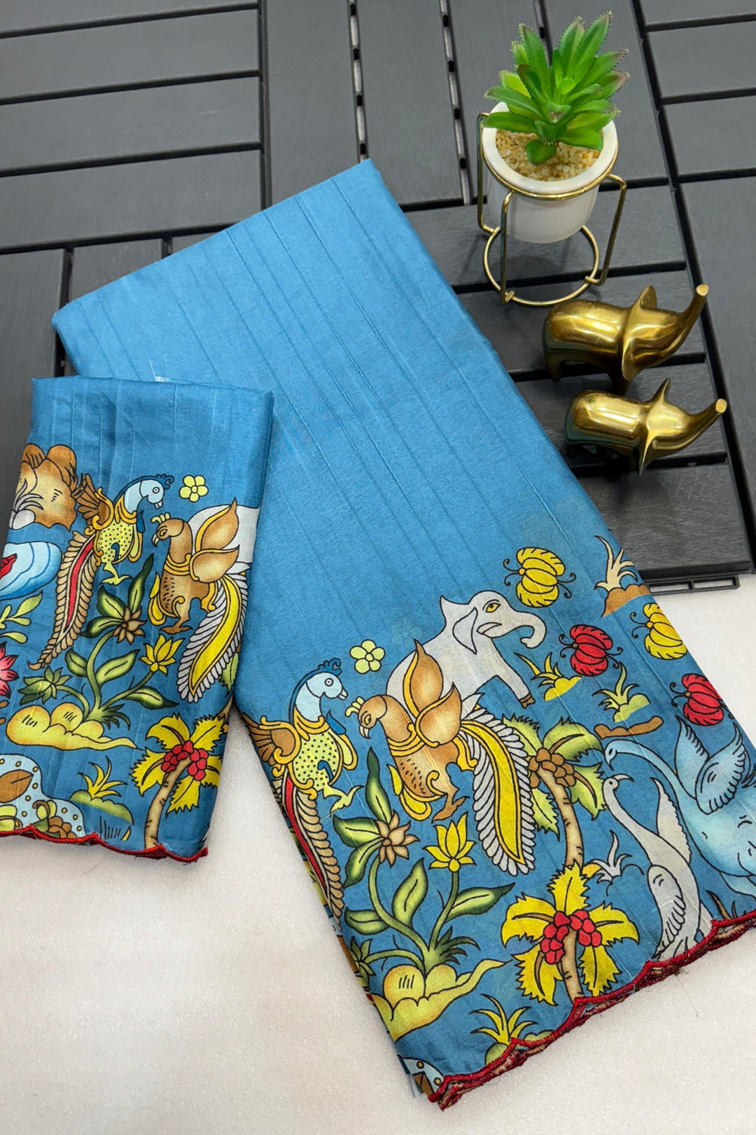 Young And Youthful Fancy Tussar Blue Silk Saree