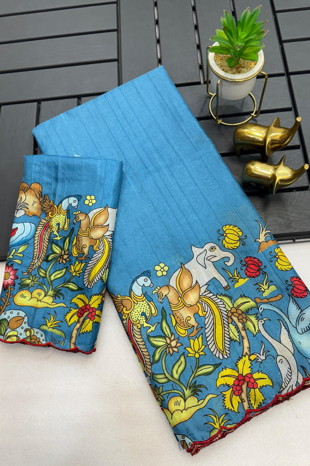 Young And Youthful Fancy Tussar Blue Silk Saree