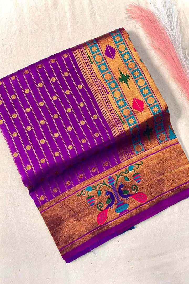 Autumn Leaves Paithani Silk Saree