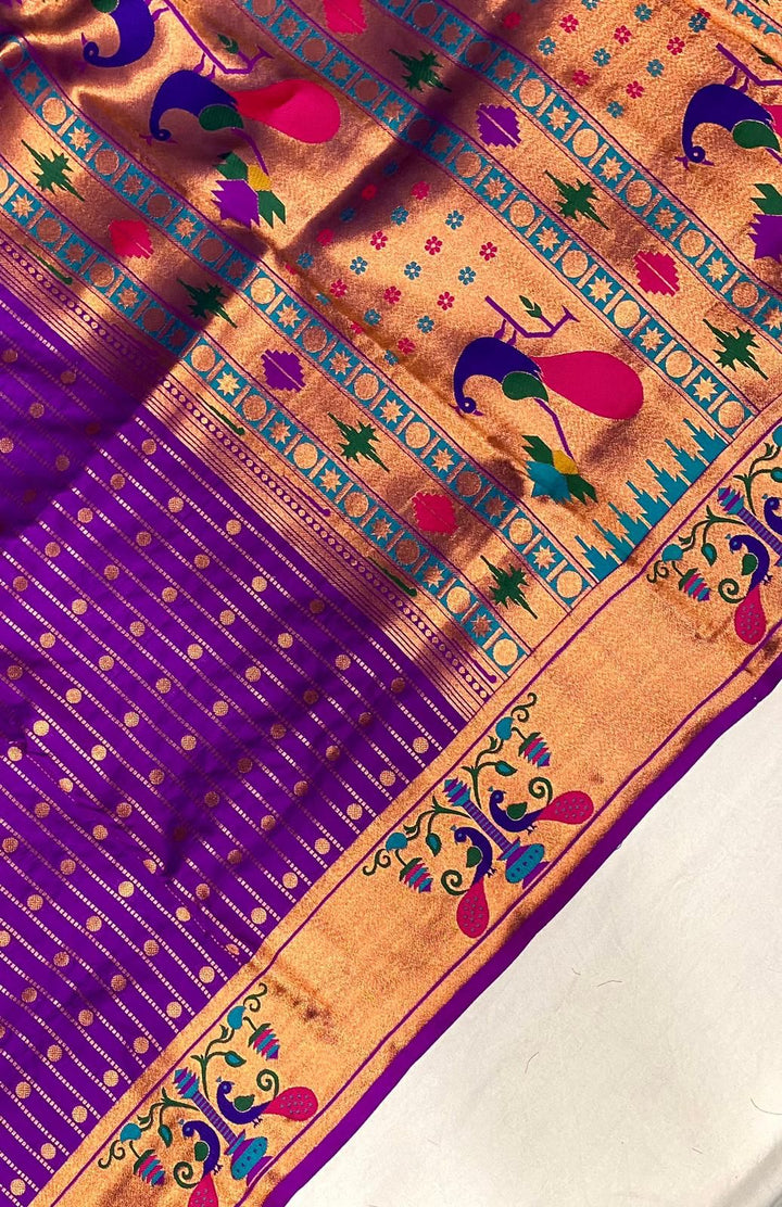 Autumn Leaves Paithani Silk Saree