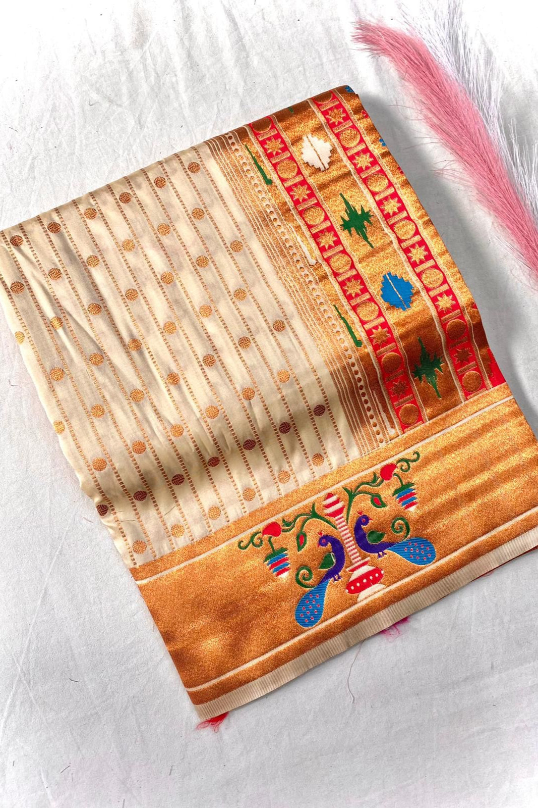 Autumn Leaves Paithani Silk Saree