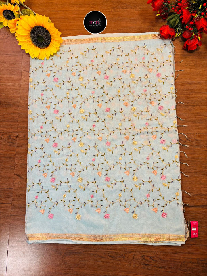 Saree of the Loom: Embroidered Handwoven Silk Linen Saree