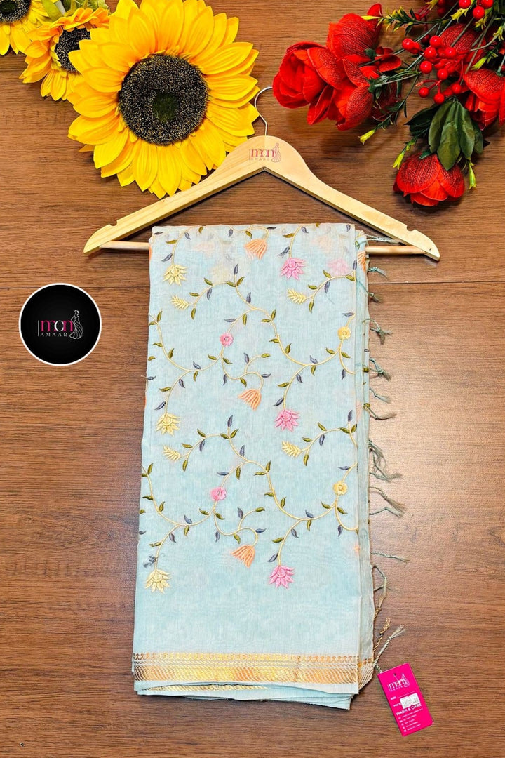 Saree of the Loom: Embroidered Handwoven Silk Linen Saree