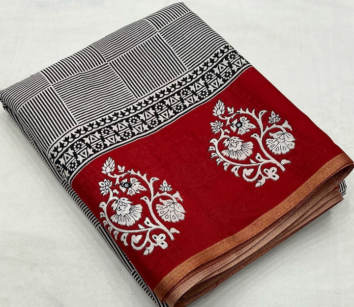 Ajrakh Feel Cotton Saree