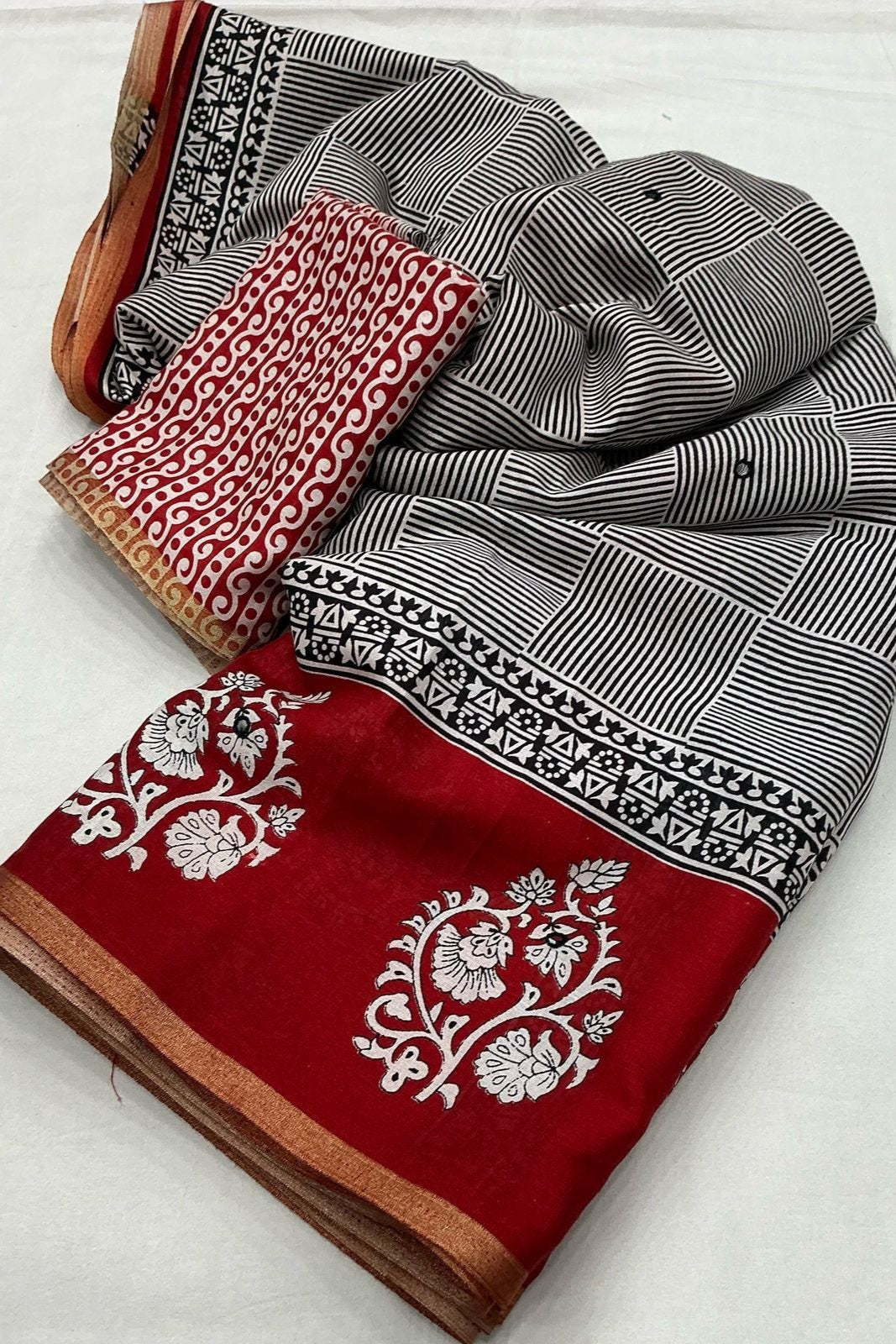 Ajrakh Feel Cotton Saree