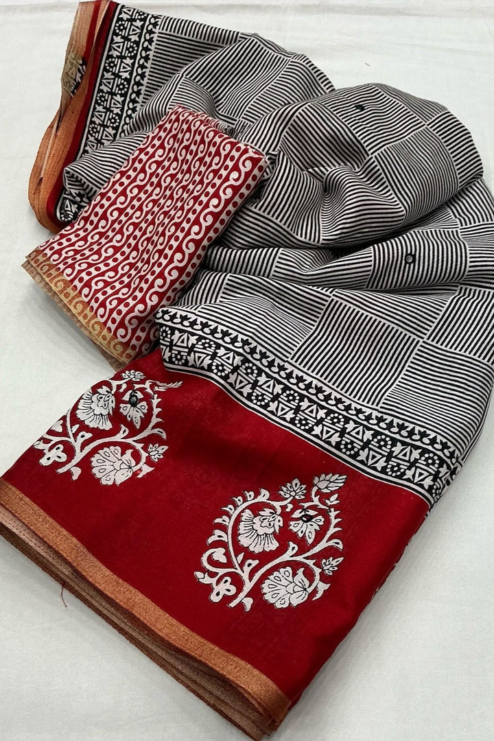 Ajrakh Feel Cotton Saree
