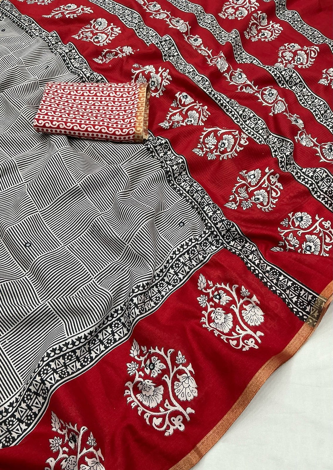 Ajrakh Feel Cotton Saree