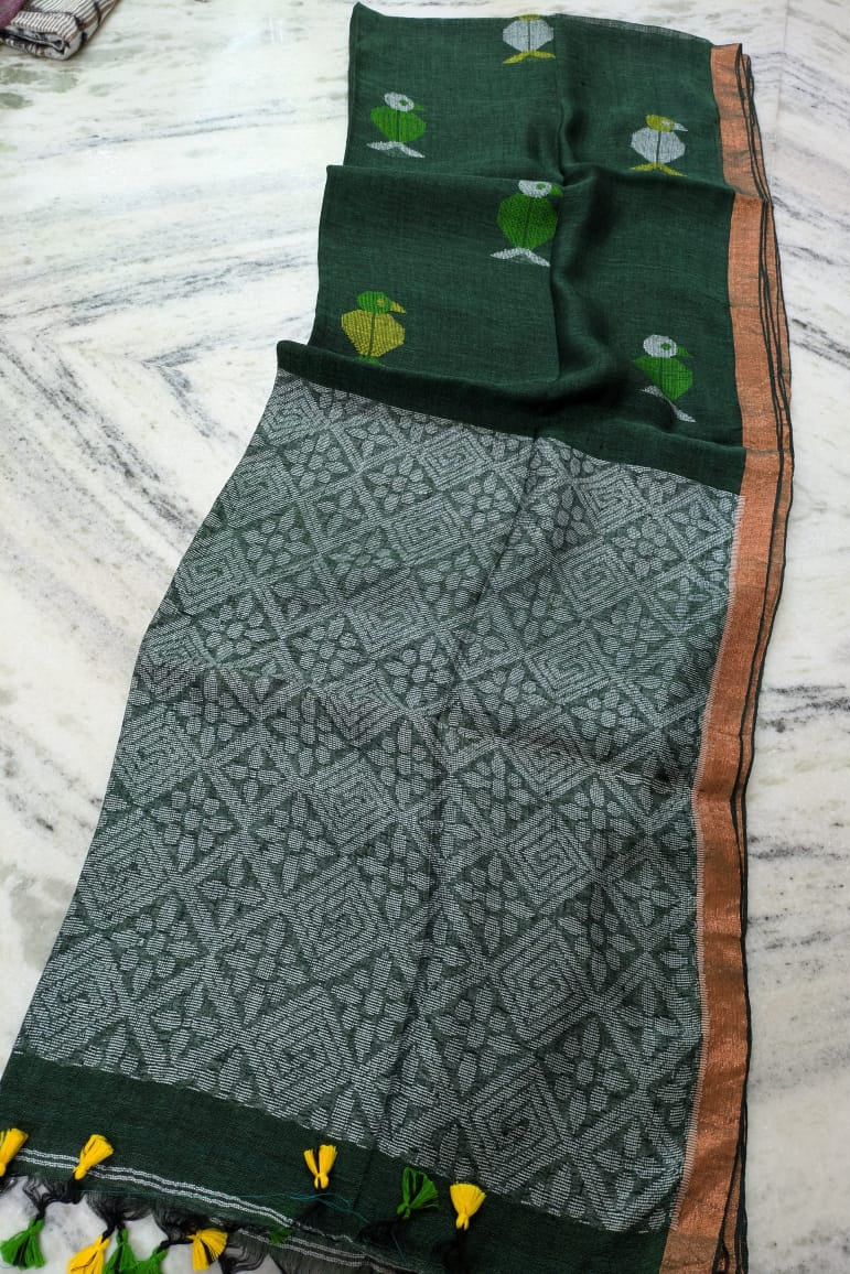Saanjali Linen Jamdani Saree