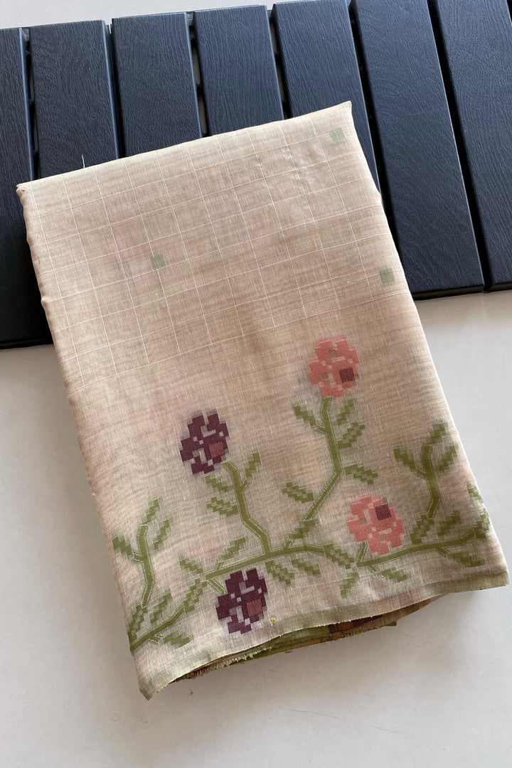 Flower Weaving Jamdani Cotton Saree
