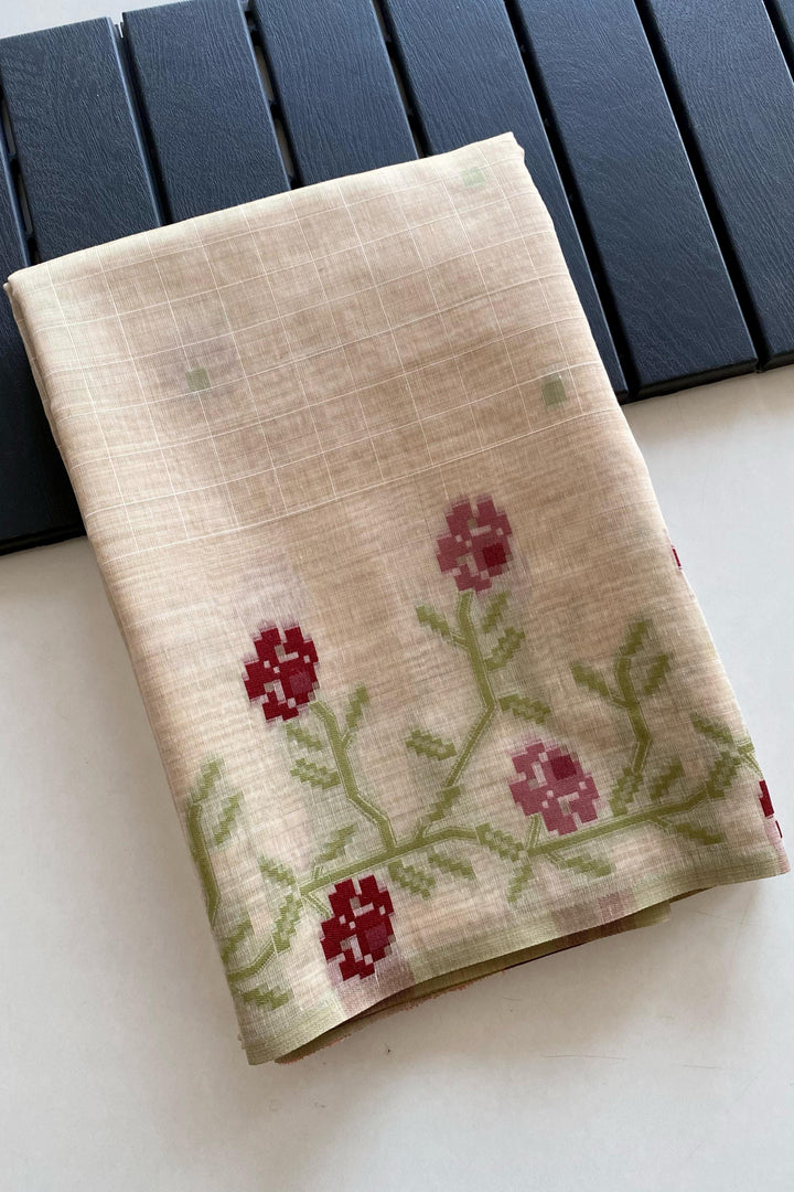 Flower Weaving Jamdani Cotton Saree