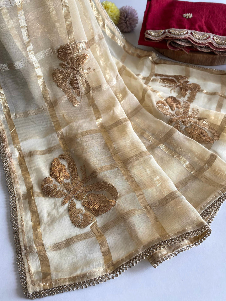 Fans Of Butterfly Design Organza Saree
