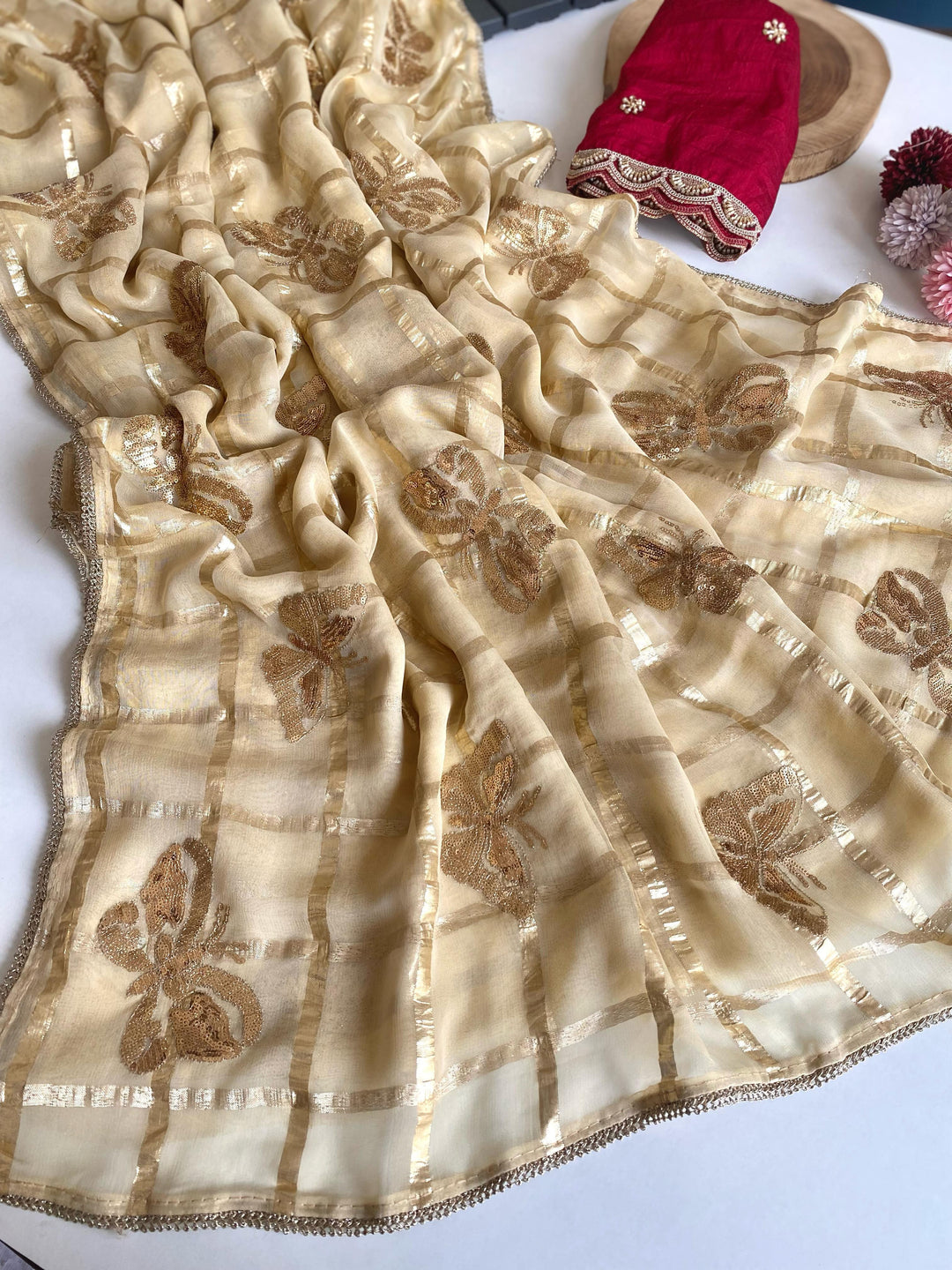 Fans Of Butterfly Design Organza Saree