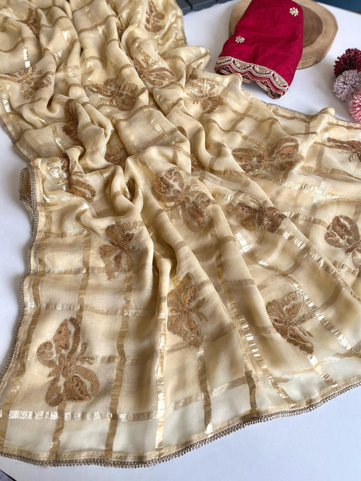 Fans Of Butterfly Design Organza Saree