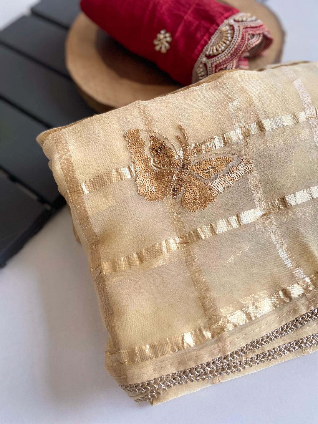 Fans Of Butterfly Design Organza Saree