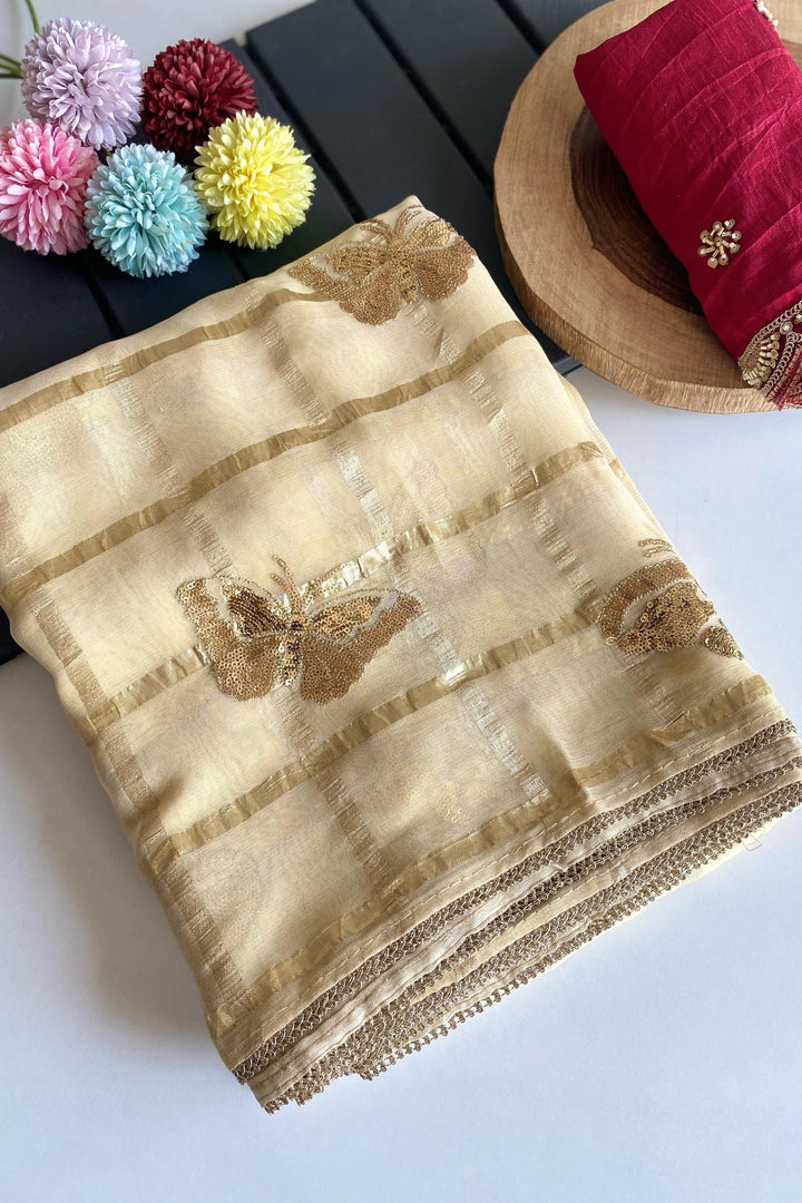Fans Of Butterfly Design Organza Saree
