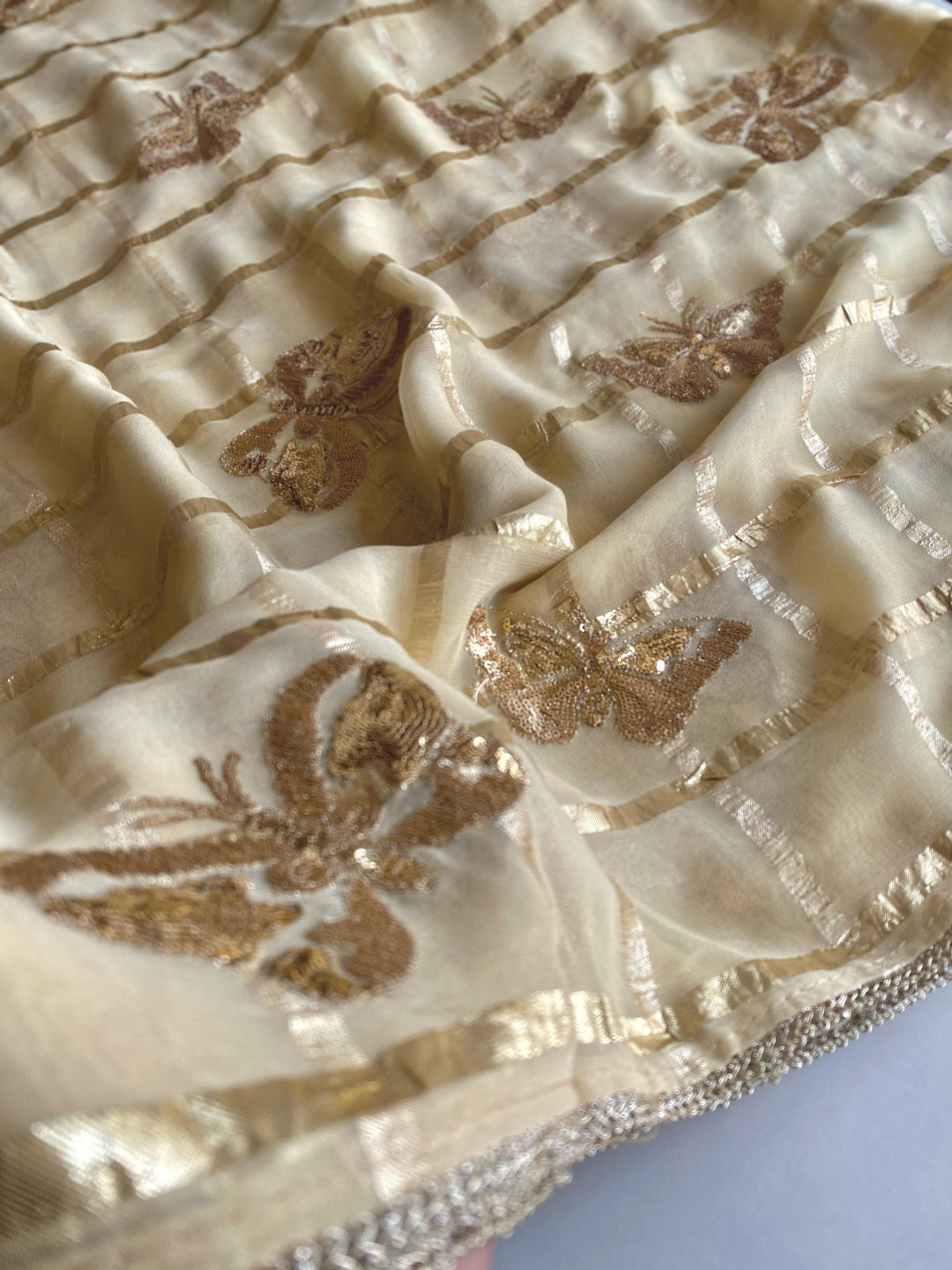Fans Of Butterfly Design Organza Saree
