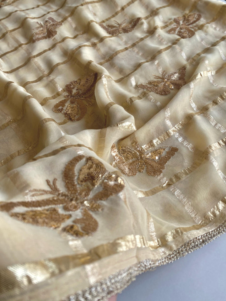 Fans Of Butterfly Design Organza Saree
