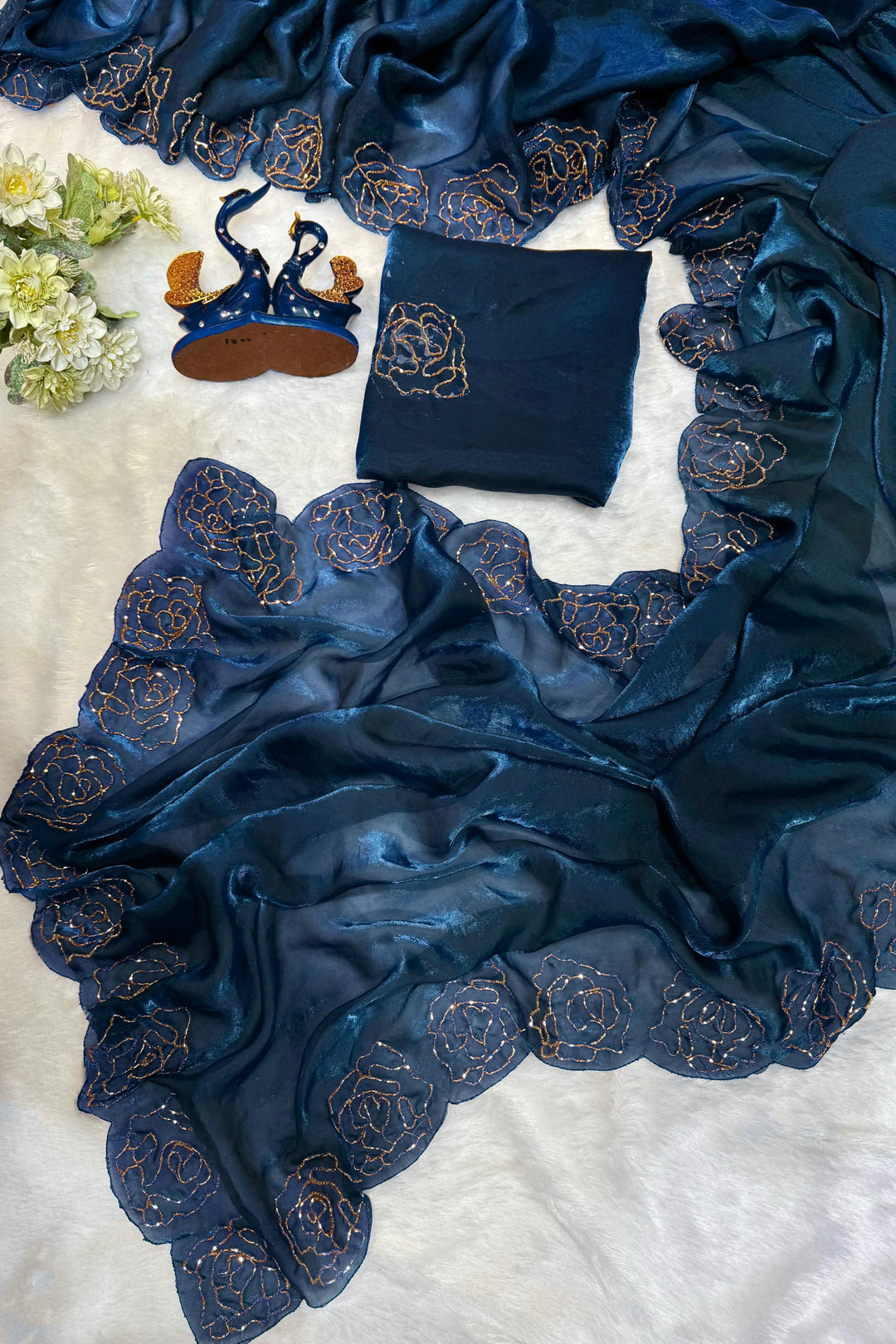 Scented With Memories Fancy Blue Silk Saree