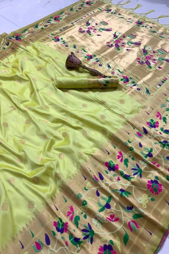 A Touch Of Rosemary Kanchivaram Paithani Silk Saree