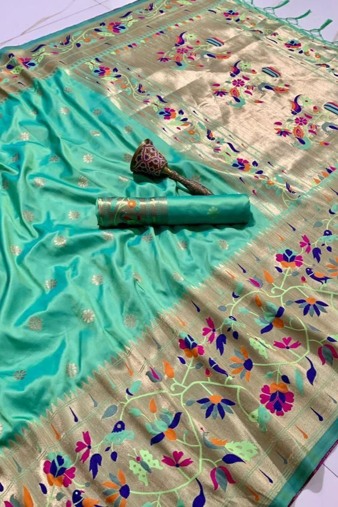A Touch Of Rosemary Kanchivaram Paithani Silk Saree