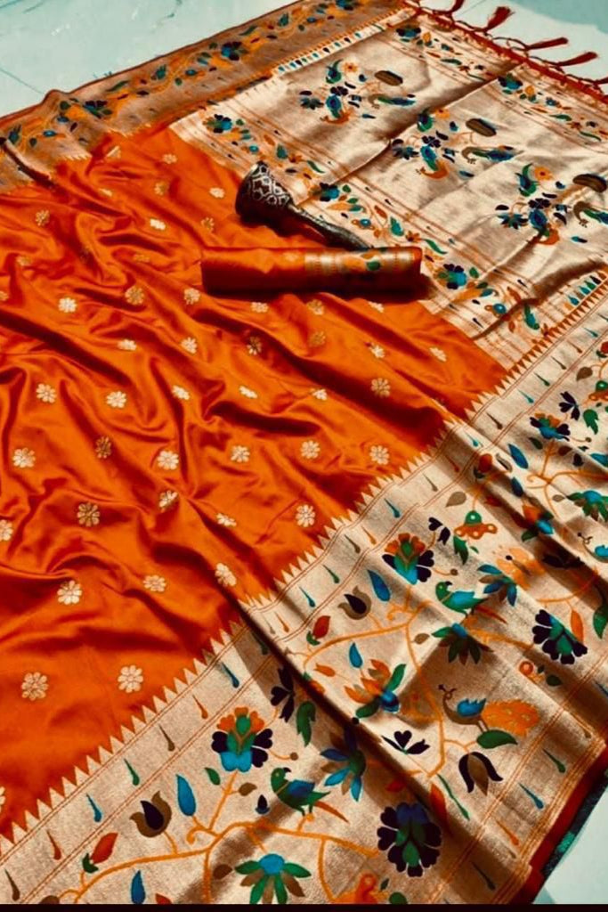 A Touch Of Rosemary Kanchivaram Paithani Silk Saree