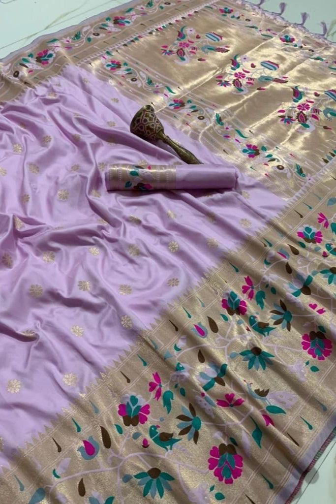A Touch Of Rosemary Kanchivaram Paithani Silk Saree