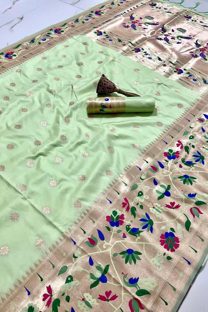 A Touch Of Rosemary Kanchivaram Paithani Silk Saree
