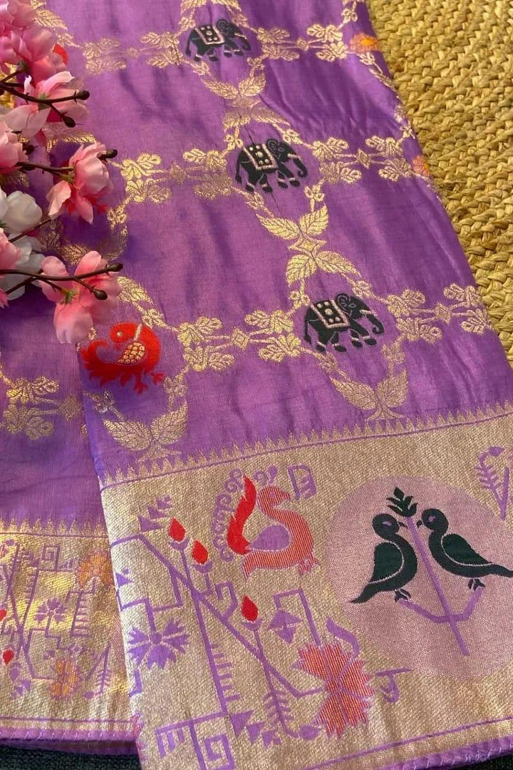 Cross Combination Fancy Silk Saree