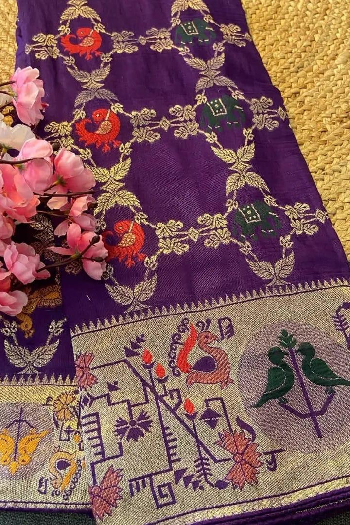 Cross Combination Fancy Silk Saree