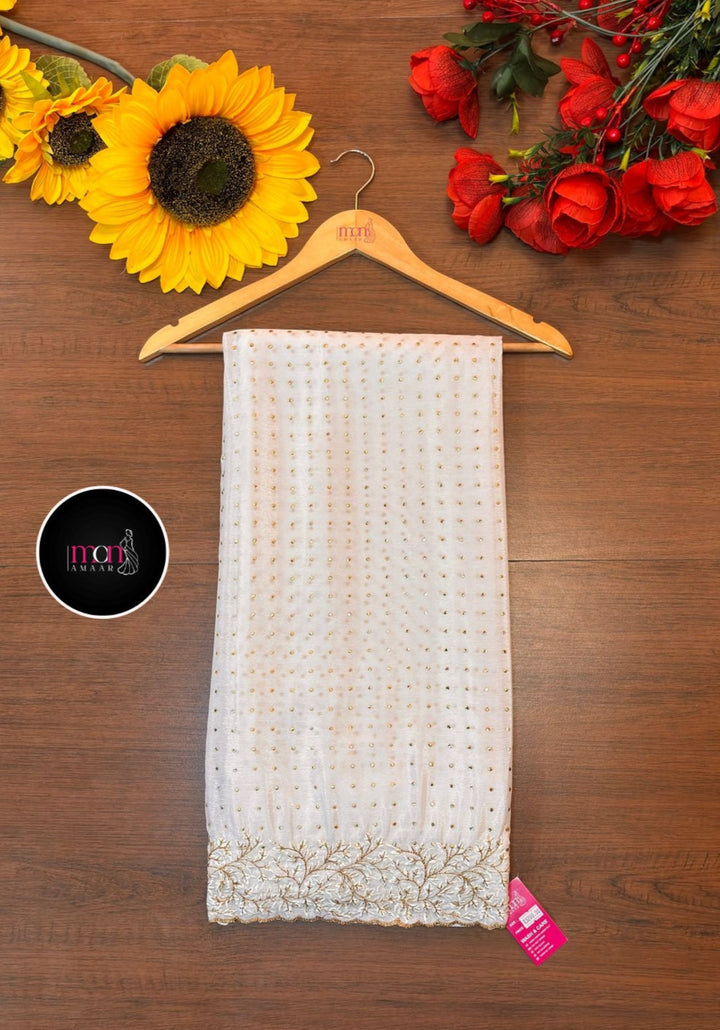 Moonlit Mukaish Style Embroidery Chiffon Saree