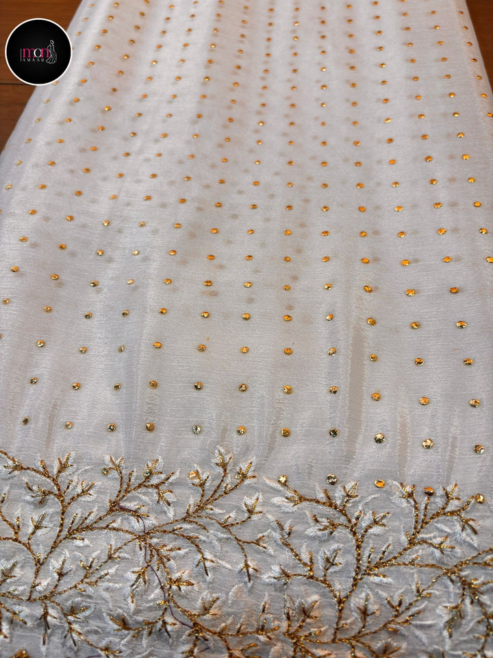 Moonlit Mukaish Style Embroidery Chiffon Saree