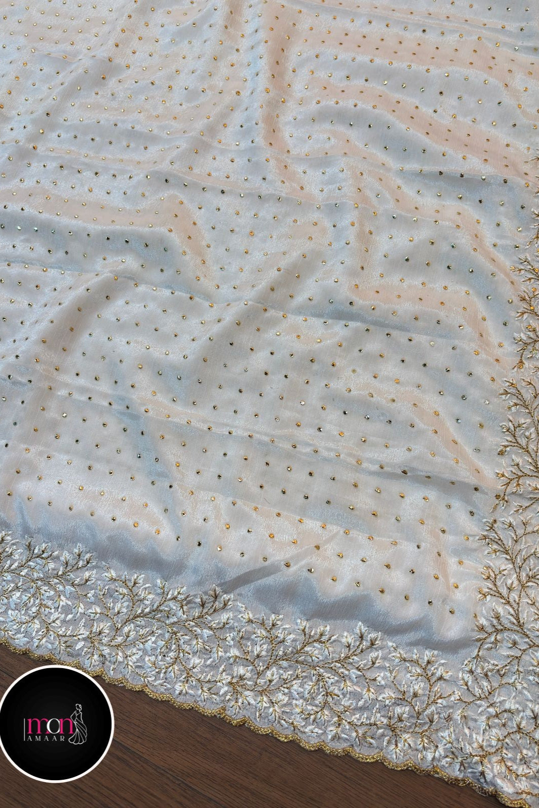 Moonlit Mukaish Style Embroidery Chiffon Saree