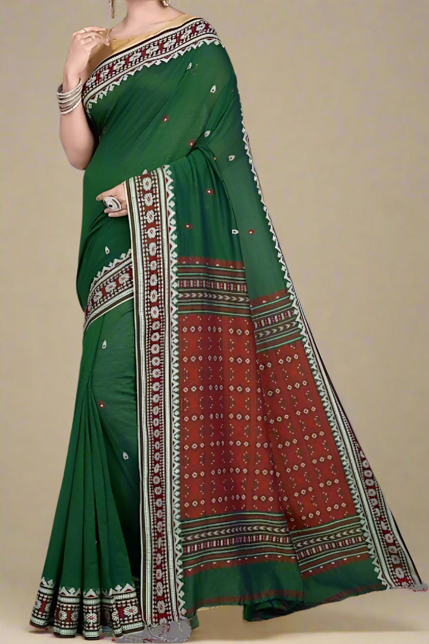 Ratnaberi Assam Khadi Jamdani Cotton Saree