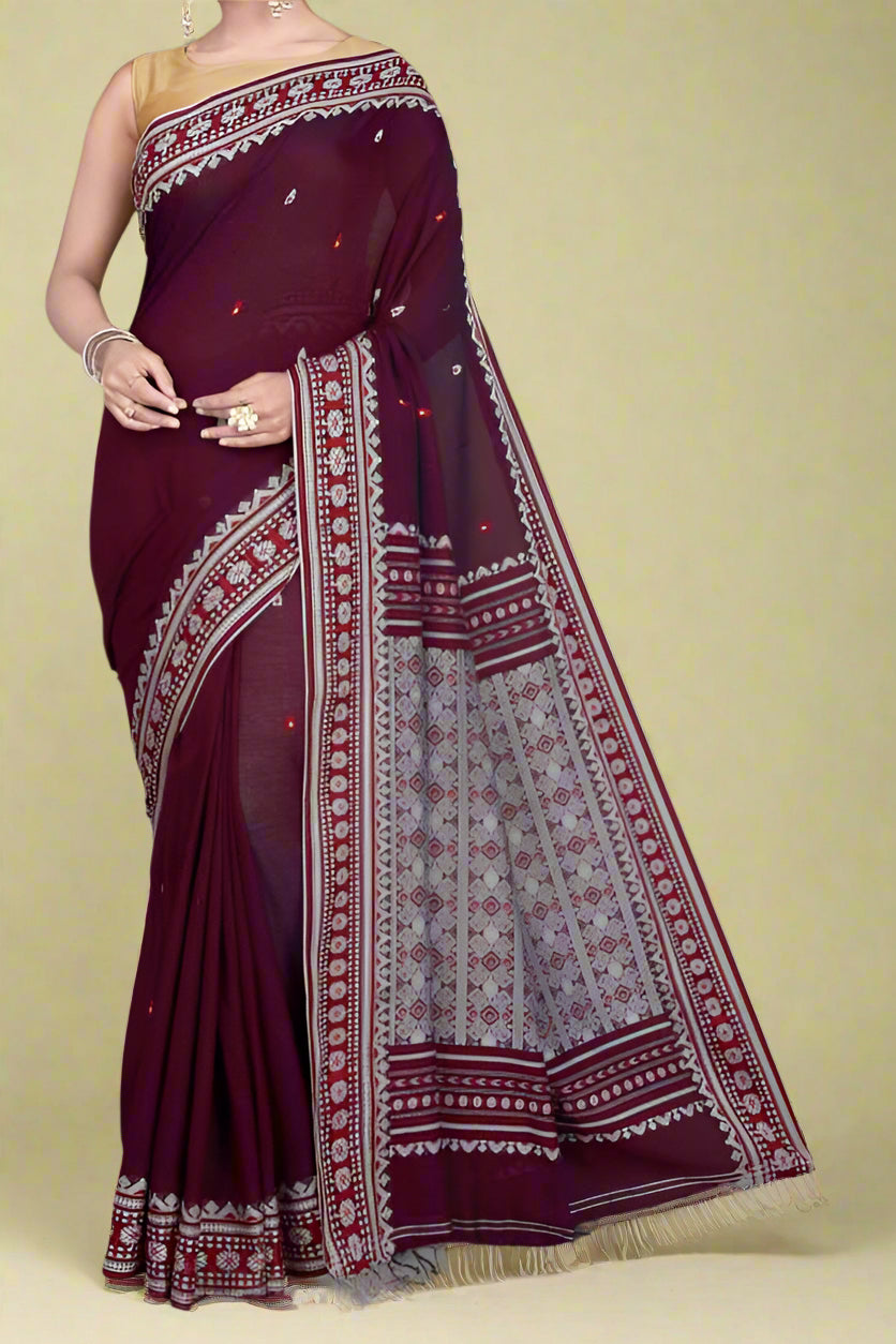 Ratnaberi Assam Khadi Jamdani Cotton Saree