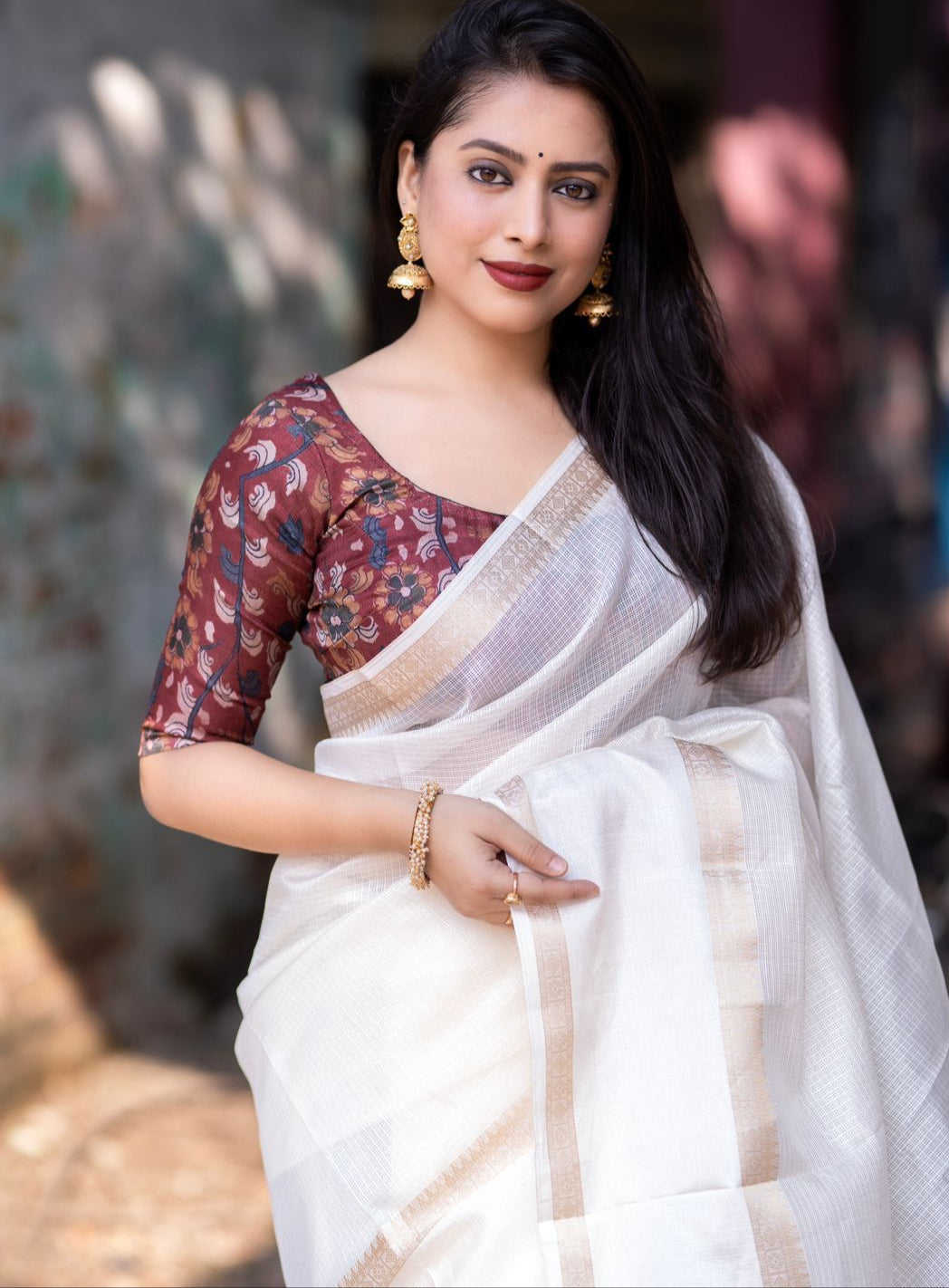 Color Capture White Kota Silk Saree